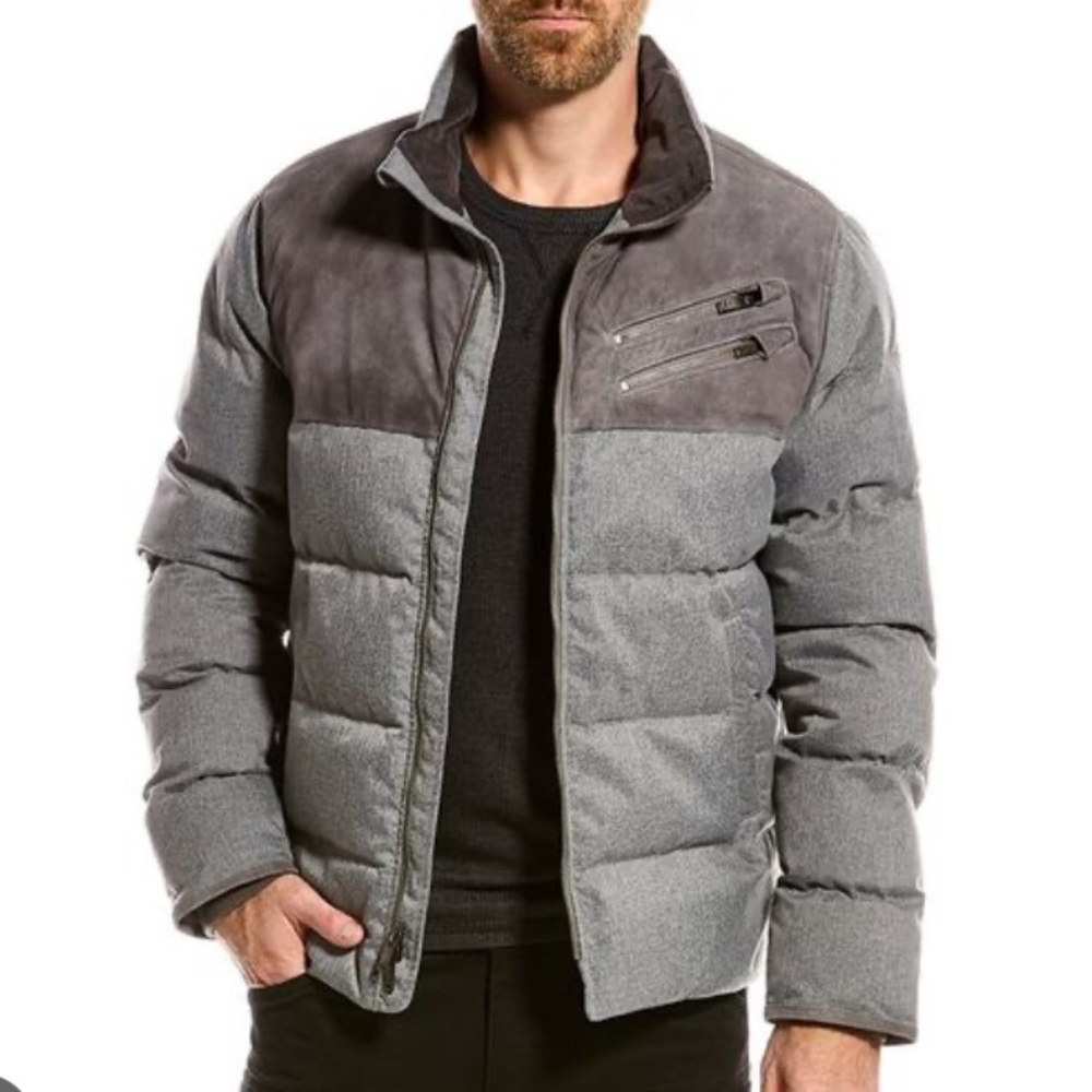 John Varvatos grey puffer coat